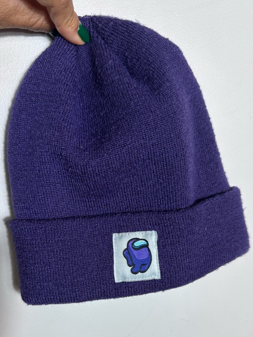Zara Purple Kids Knit Beanie with Game Character Patch